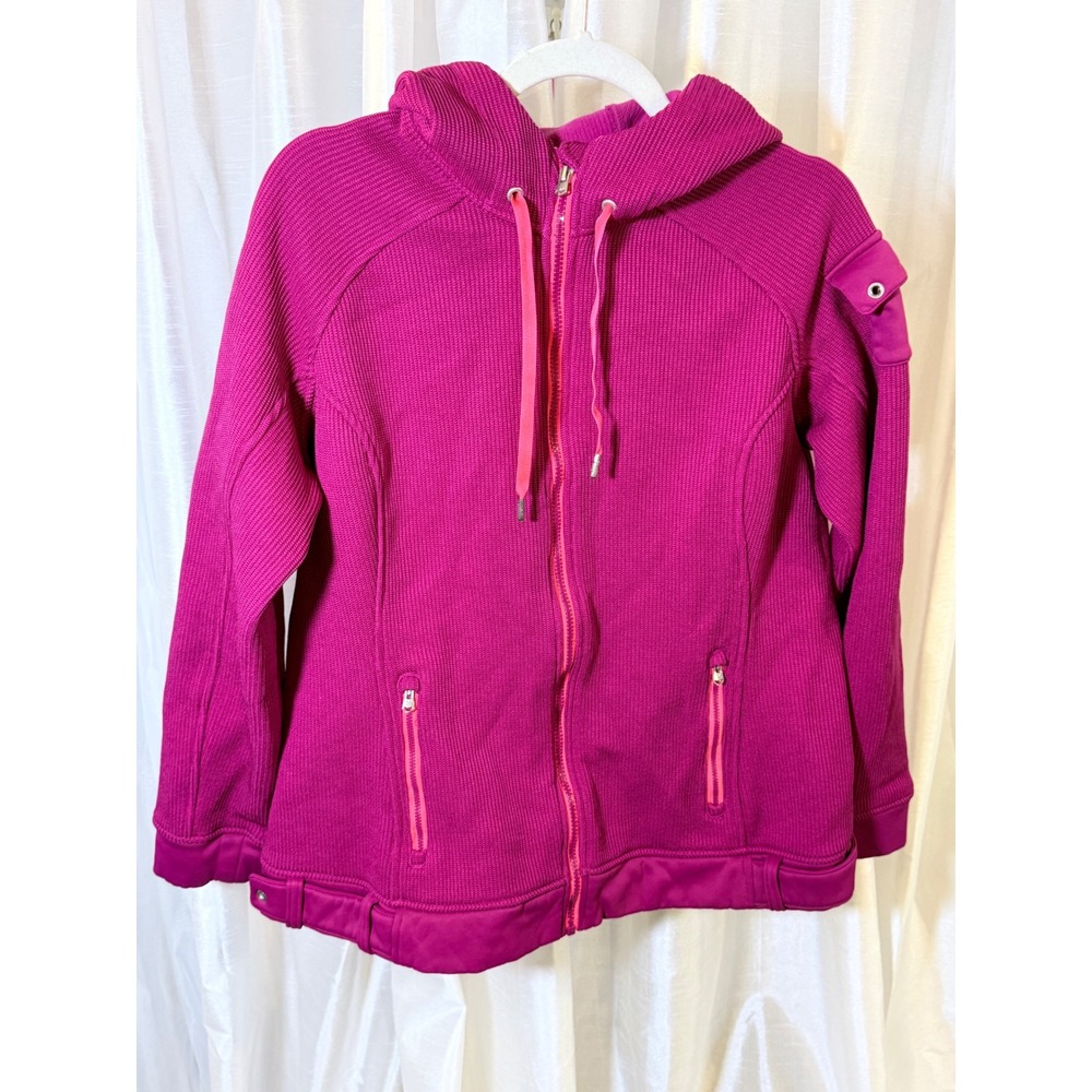 Spyder Core Sweater Hoodie Women XL Pink Excellent Full Zip Knit Fleece Jacket